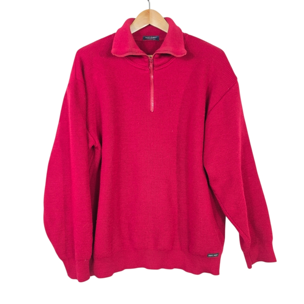 Saint James Virgin  Wool knit quarter zip pull over